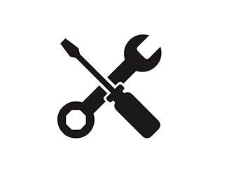 Reparatur-Icon mit Schraubendreher und Schraubenschlüssel, verwendet von REO Elektronik AG für Service und Wartung